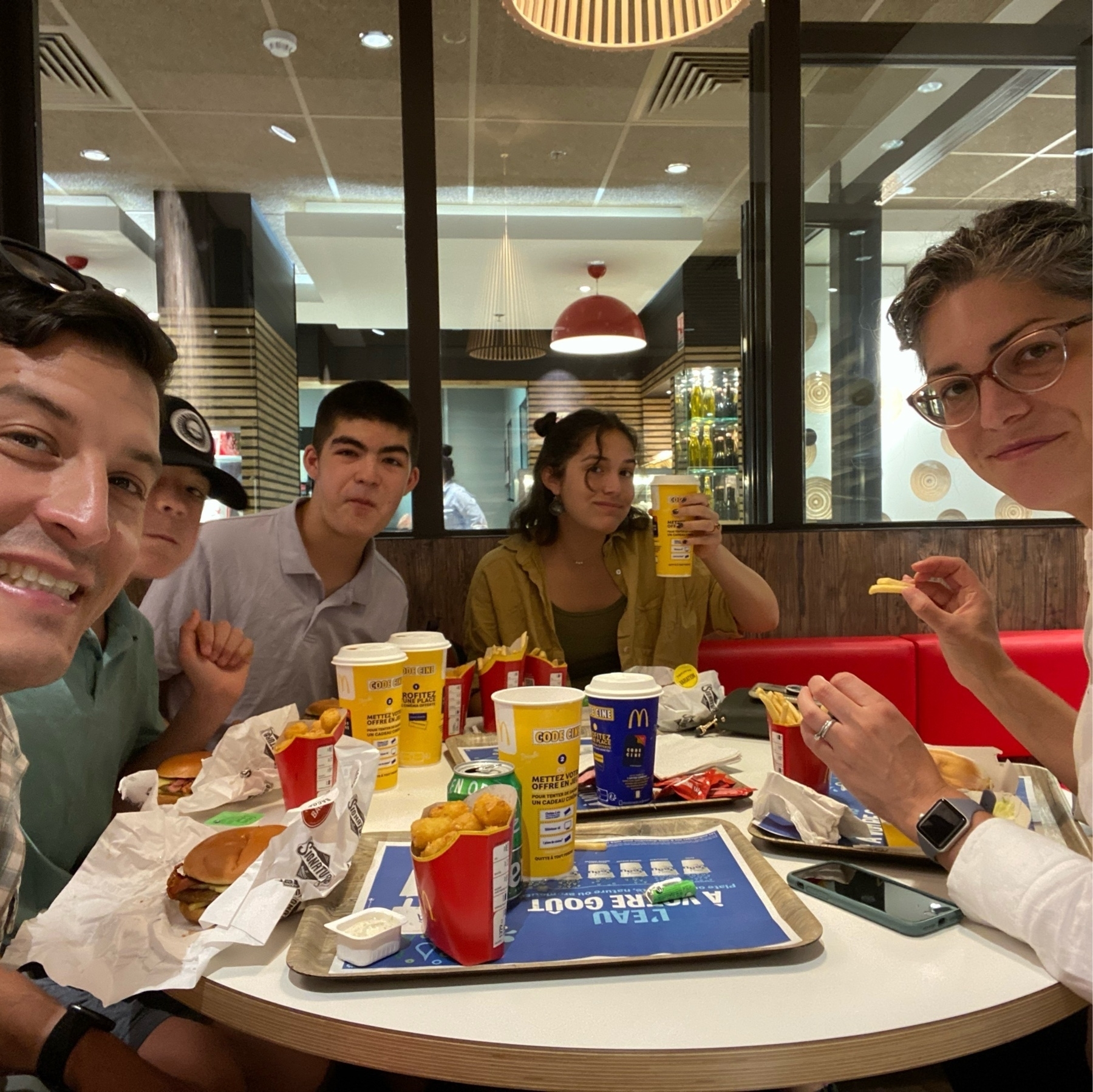 family selfie at McDonalds
