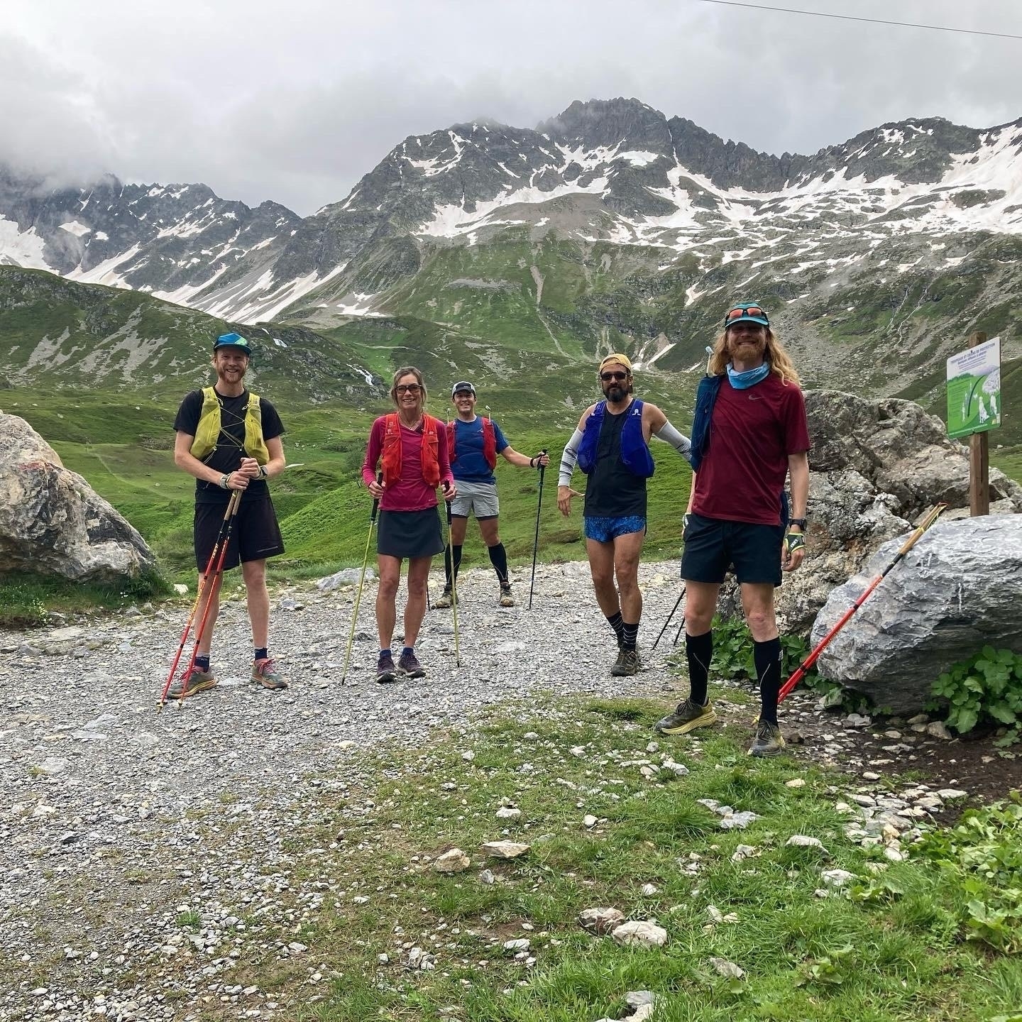 runners in the alps